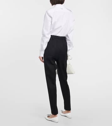Pantalon tapered en laine mélangée | Prada