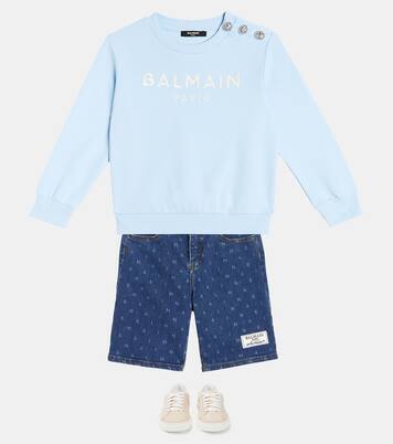 Logo cotton jersey sweatshirt | Balmain Kids