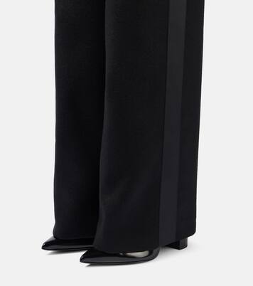 Leather-trimmed melton knee-high boots | Sacai