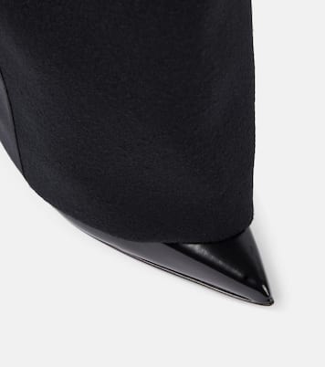 Leather-trimmed melton knee-high boots | Sacai