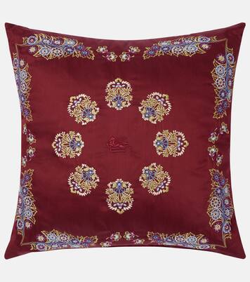 Embroidered cotton satin cushion | Etro