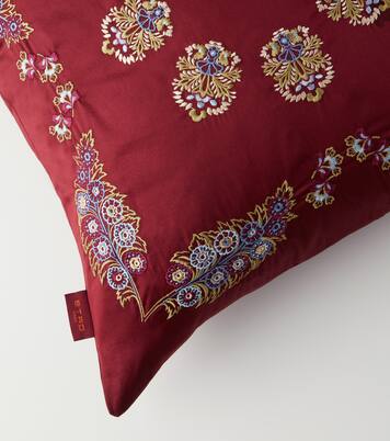 Embroidered cotton satin cushion | Etro