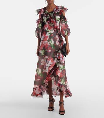 Abito lungo Aria in organza di seta | Costarellos