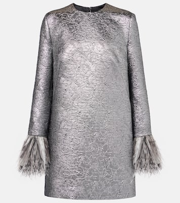 Feather-trimmed lamé minidress | Dolce&Gabbana