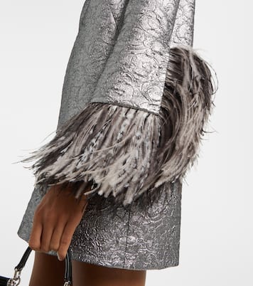Feather-trimmed lamé minidress | Dolce&Gabbana
