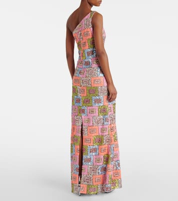 Abito lungo monospalla con paillettes | Taller Marmo