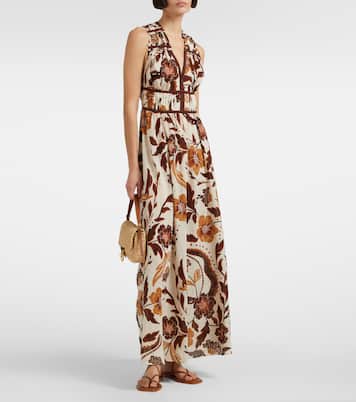 Robe longue Chiara en coton à fleurs | Poupette St Barth