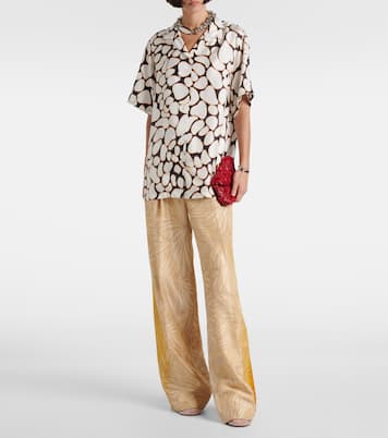 Porters printed silk wide-leg pants | Dries Van Noten