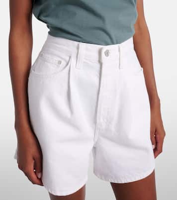 Rhoda pleated high-rise denim shorts | Agolde