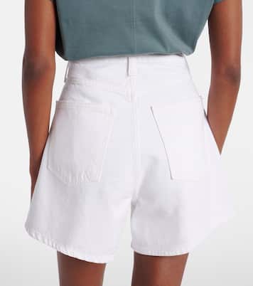 Rhoda pleated high-rise denim shorts | Agolde