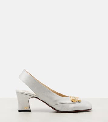 Verzierte Slingback-Pumps Adamantine aus Satin | Valentino Garavani