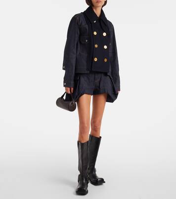 Shorts de denim de tiro alto | Sacai