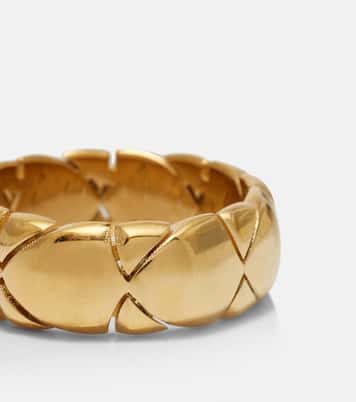 Shield Segment gold-plated sterling silver ring | Burberry