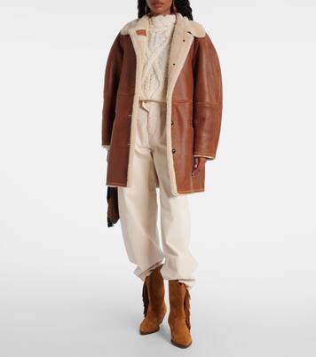 Berthie shearling-trimmed leather coat | Isabel Marant