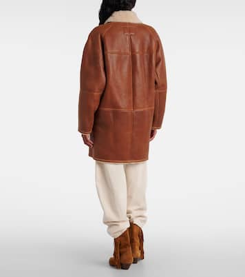 Berthie shearling-trimmed leather coat | Isabel Marant