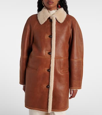 Berthie shearling-trimmed leather coat | Isabel Marant