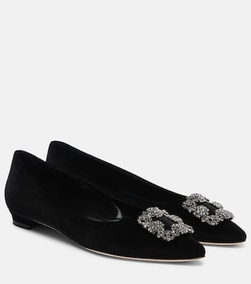 Hangisi embellished velvet ballet flats | Manolo Blahnik