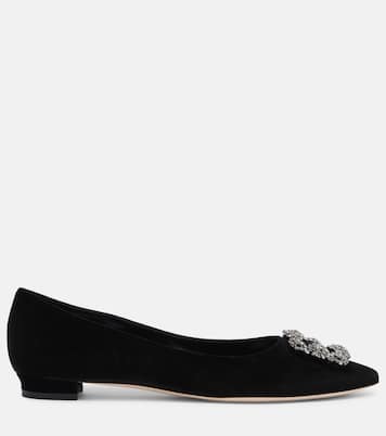 Hangisi embellished velvet ballet flats | Manolo Blahnik