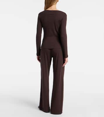 Pointelle cotton wide-leg pants | Leset
