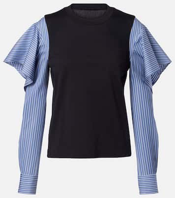 Striped cotton jersey and poplin shirt | Sacai