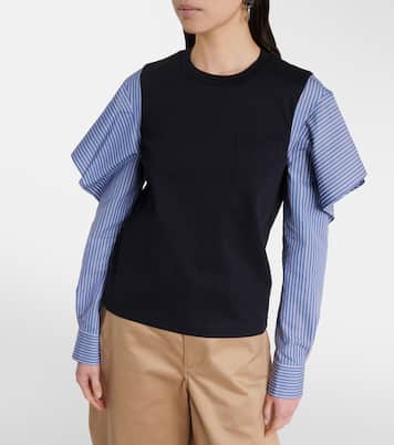 Striped cotton jersey and poplin shirt | Sacai