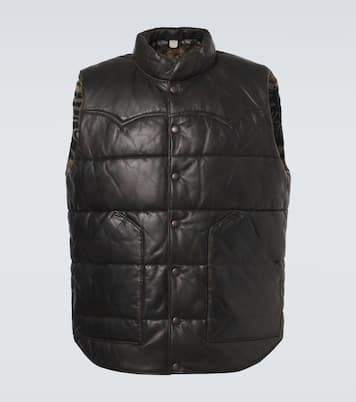 Reversible leather and cotton puffer vest | RRL