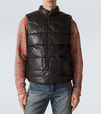 Reversible leather and cotton puffer vest | RRL