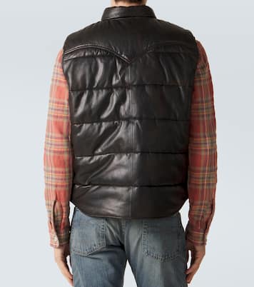 Reversible leather and cotton puffer vest | RRL