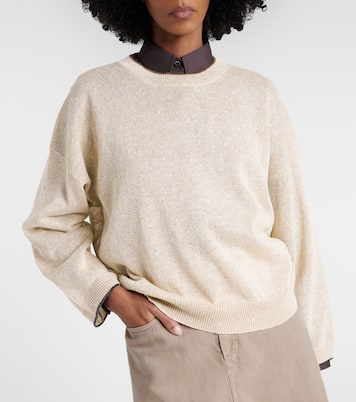 Sequined linen-blend sweater | Brunello Cucinelli