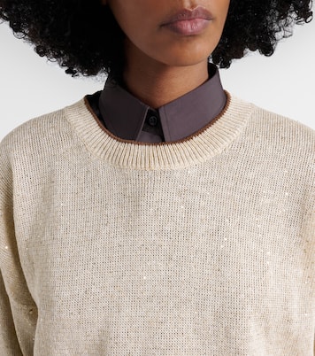 Sequined linen-blend sweater | Brunello Cucinelli