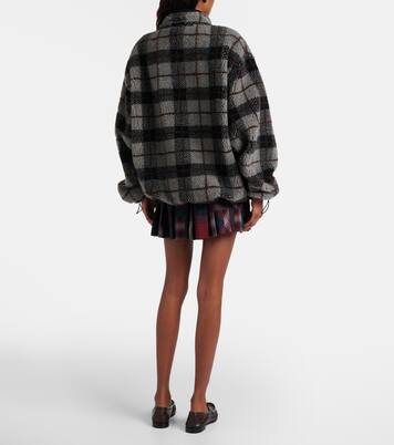 Patchwork plaid virgin wool miniskirt | Miu Miu