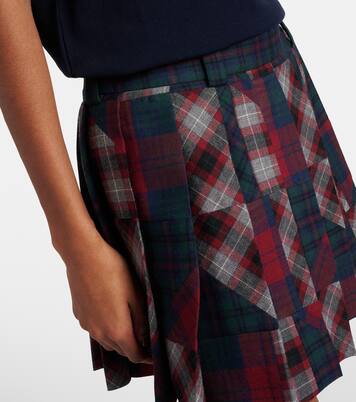 Patchwork plaid virgin wool miniskirt | Miu Miu