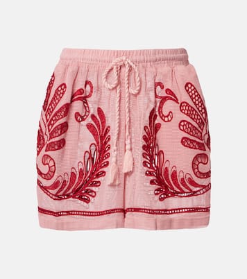 Bestickte Shorts aus Baumwoll-Mesh | Farm Rio