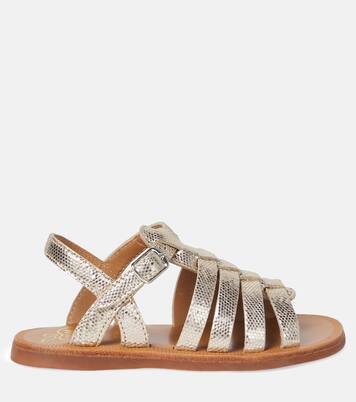 Plagette Strap metallic leather sandals | Pom d'Api