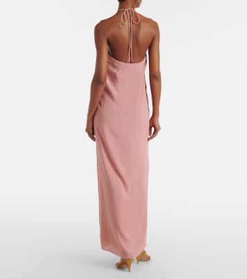 Robe longue à dos nu et appliqués floraux | Adriana Degreas