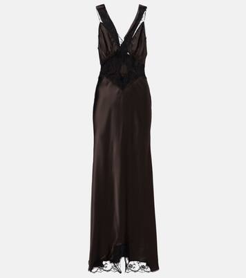 Vestido largo de seda con encaje | SIR