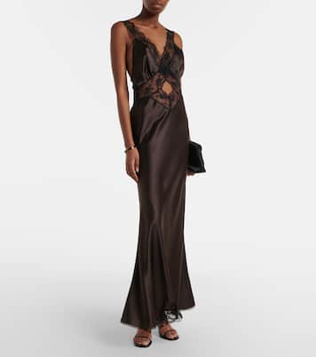 Vestido largo de seda con encaje | SIR