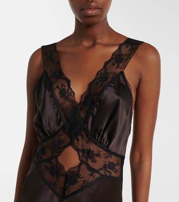 Vestido largo de seda con encaje | SIR