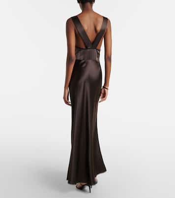 Vestido largo de seda con encaje | SIR