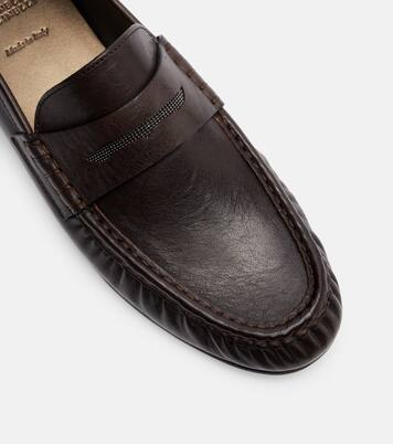 Monili leather penny loafers | Brunello Cucinelli