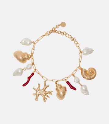 Faux pearl-embellished charm bracelet | Self-Portrait