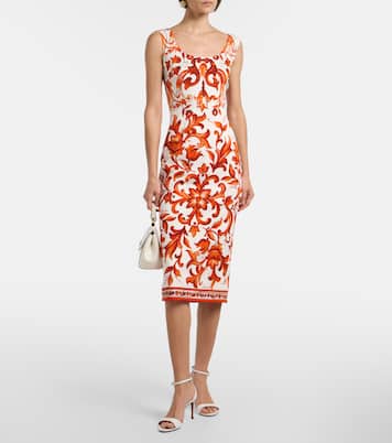 Majolica silk-blend charmeuse midi dress | Dolce&Gabbana
