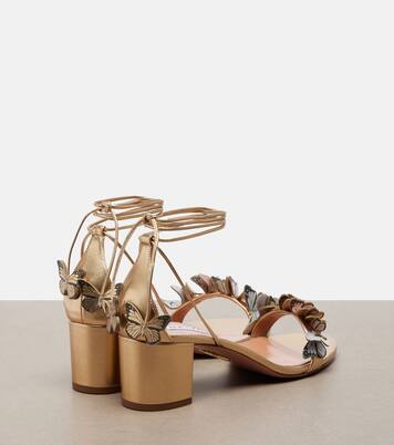 Papillon appliqué metallic leather sandals | Aquazzura