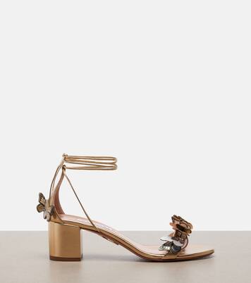 Papillon appliqué metallic leather sandals | Aquazzura
