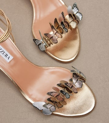 Papillon appliqué metallic leather sandals | Aquazzura