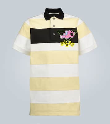 Camera printed striped polo shirt | Prada