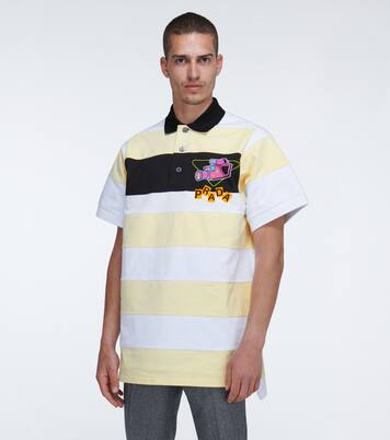 Camera printed striped polo shirt | Prada