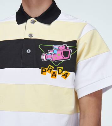 Camera printed striped polo shirt | Prada