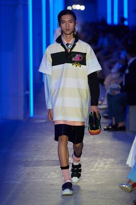 Camera printed striped polo shirt | Prada