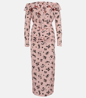 Robe midi en soie à fleurs | Alessandra Rich
